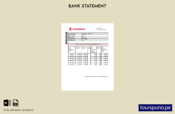 listo para imprimir plantilla de Excel de extracto bancario de Scotiabank de Hon